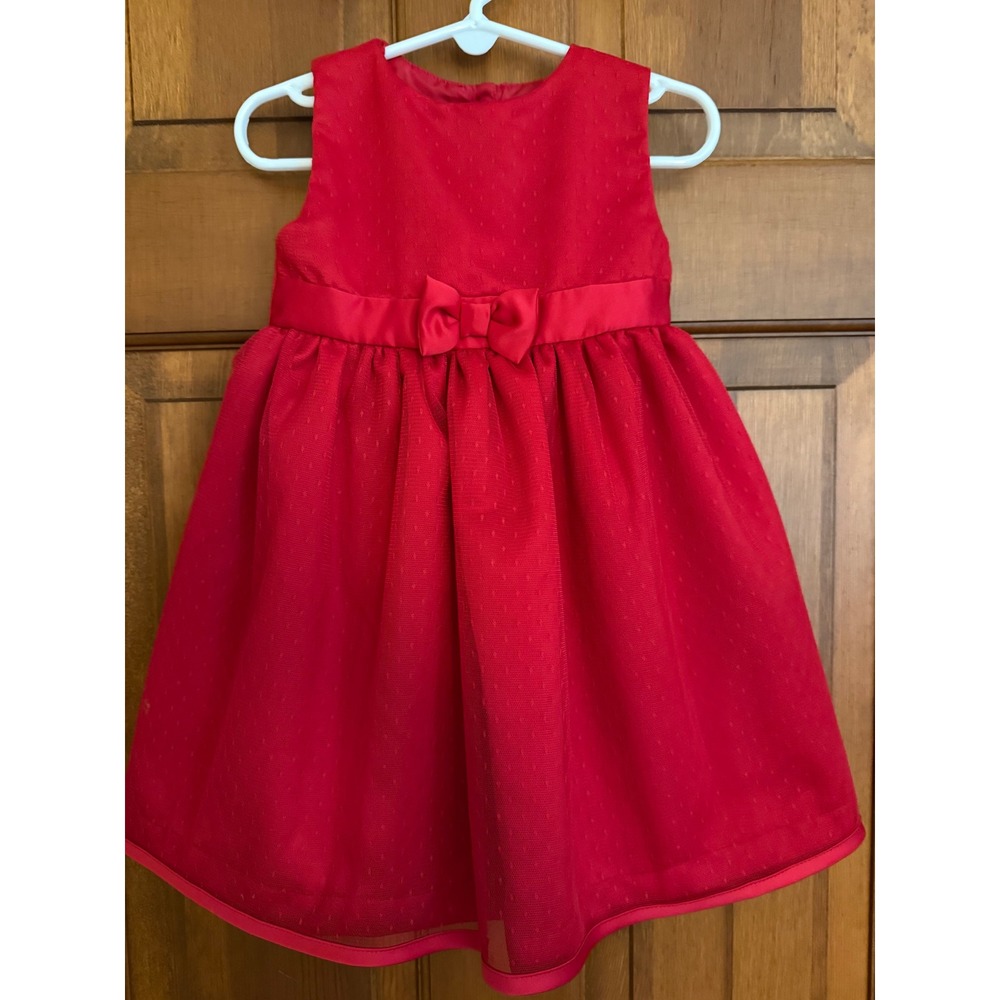 Park Bench Kids Holiday Bow Party Dress Toddler Girls 24 months Red Lined A-Line